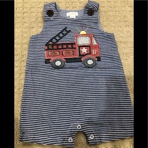 Mud Pie Fire Truck Romper 9-12M